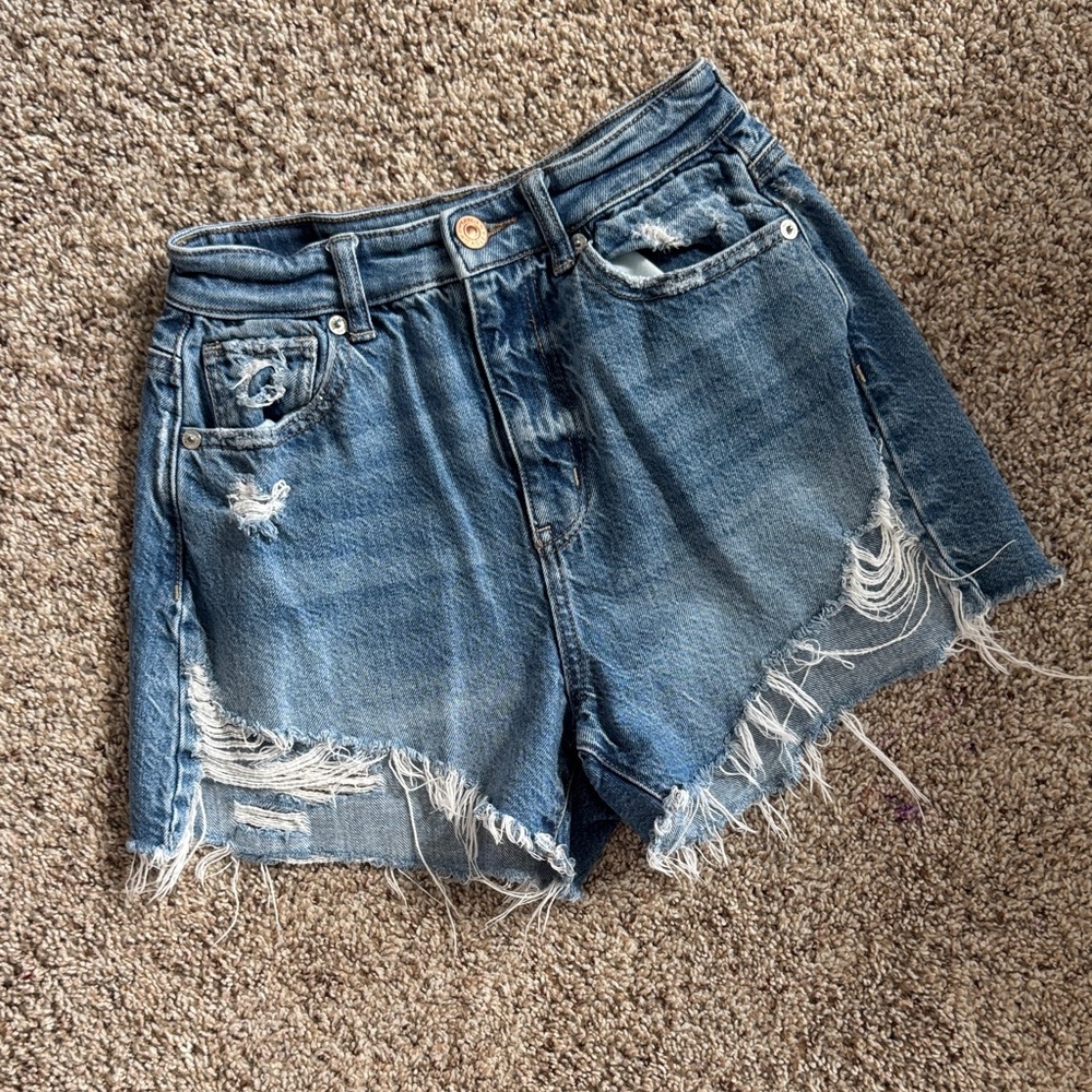 American Eagle Outfitters Distressed Blue Denim Jean Shorts